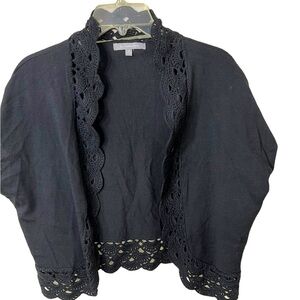 NY COLLECTION LADYS VINTAGE WRAP SHIRT WITH NEEDLE POINT ON EDGES. SIZE XL